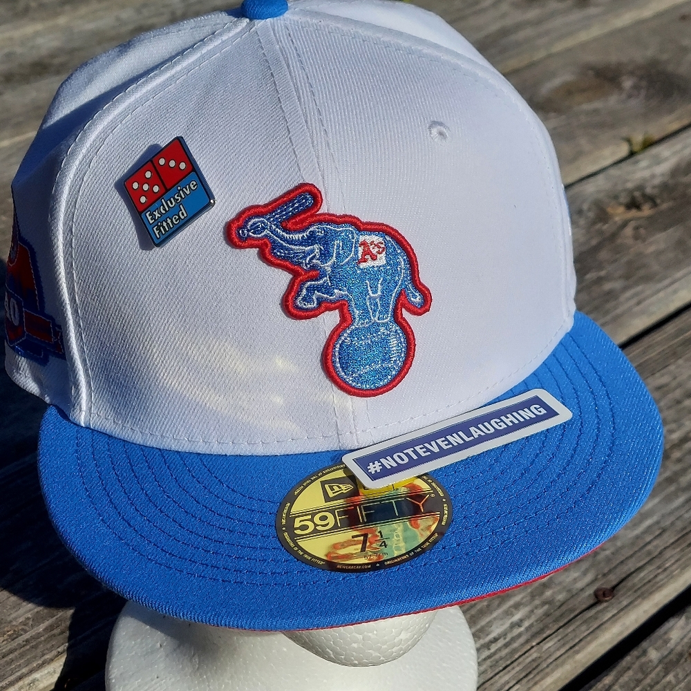 White Oakland Athletics Blue Visor Red Bottom 40th Anniversary Side Patch "Domin